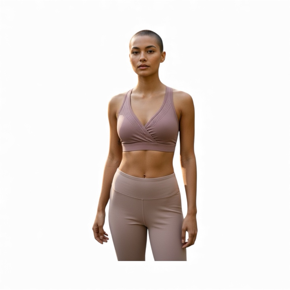 Victoria Sport Mauve Pink Crisscross Back Laser Cut Sports Bra
